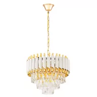 Lampy sufitowe - KLASYCZNY ŻYRANDOL KRYSZTAŁOWY BIAŁO-ZŁOTY MAZINI D40 - miniaturka - grafika 1