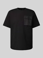 Koszulki męskie - T-shirt z prążkowanym okrągłym dekoltem - miniaturka - grafika 1