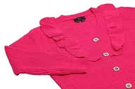 Swetry damskie - faina Damski rozdwajany drewniany brzeg uszu dekolt w serek modny kardigan akryl różowy rozmiar XS/S, Rosa, XS - miniaturka - grafika 1