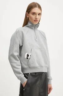 Karl Lagerfeld bluza damska kolor szary z nadrukiem A1W20058 - Bluzy damskie - miniaturka - grafika 1