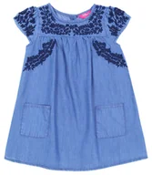 Sukienki - Jeansowa sukienka w kwiatki 4-5 lat 110 cm - miniaturka - grafika 1