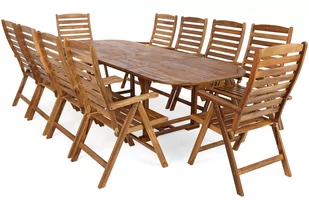 Meble ogrodowe drewniane Akacja Oval 165+50+50 cm 10+1 - Meble ogrodowe - miniaturka - grafika 2