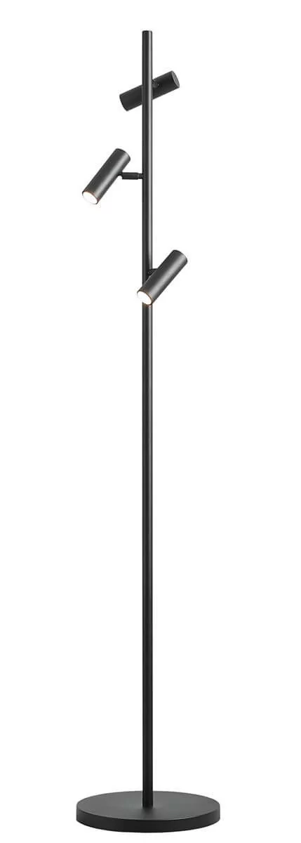 Industrialna, czarna lampa stojąca z reflektorami 1104A1 z serii TREVO 