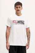 Koszulki męskie - Diesel t-shirt bawełniany T-NORM-T6 męski kolor biały z nadrukiem A19436.0PLAT - miniaturka - grafika 1