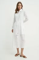 Sukienki - Pepe Jeans sukienka bawełniana ETHEL kolor beżowy midi rozkloszowana PL953477 - miniaturka - grafika 1