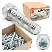 Śruby i nakrętki - Śruba imbusowa M5x20 z łbem walcowym DIN912 kl. 8.8 ampulowa ocynk 50szt - miniaturka - grafika 1