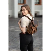 Plecaki - Plecak damski brązowy PAOLO PERUZZI T-16-BR - miniaturka - grafika 1