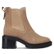 Botki damskie - Botki Tommy Hilfiger Th Nubuck Chelsea Cleated Heel FW0FW09158 Beżowy - miniaturka - grafika 1