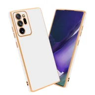 Etui i futerały do telefonów - Pokrowiec Do Samsung Galaxy NOTE 20 ULTRA Etui w Glossy Biały - Złoto TPU Silikonowe Obudowa Case Cover Cadorabo - miniaturka - grafika 1