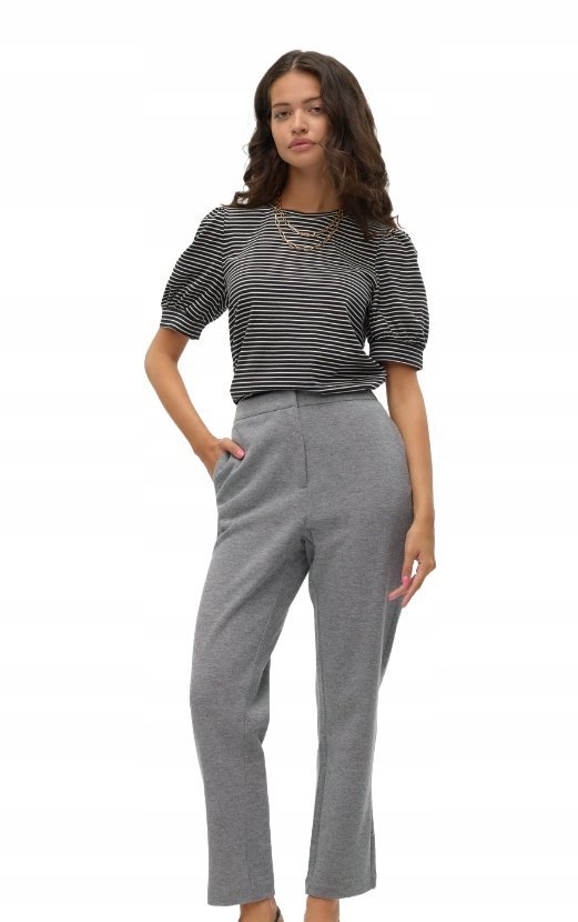 VERO MODA SZARE SPODNIE CASUAL PROSTE ŚREDNI STAN 34 JPA
