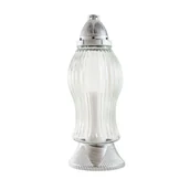 Lampiony i znicze - Znicz szklany 490 13 x 35 cm srebrny - miniaturka - grafika 1