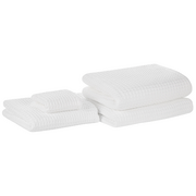 Ręczniki - Beliani Komplet 4 ręczników bawełniany biały AREORA - miniaturka - grafika 1