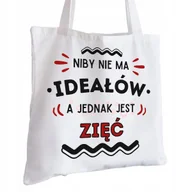 Torby i wózki na zakupy - Torba Bawełniana biała dla Zięcia Na Prezent ekologiczna Trwały Nadruk - miniaturka - grafika 1