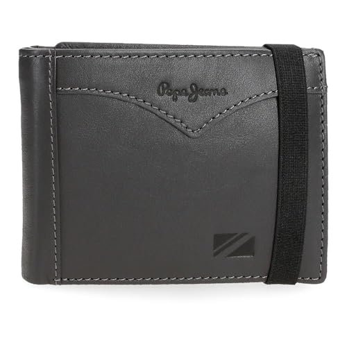 Pepe Jeans Kurtka Portfel z elastyczną taśmą Szary 11,5x8,5x1 cm Skóra by Joumma Bags, Szary, Talla única, Portfel z elastyczną tasiemką