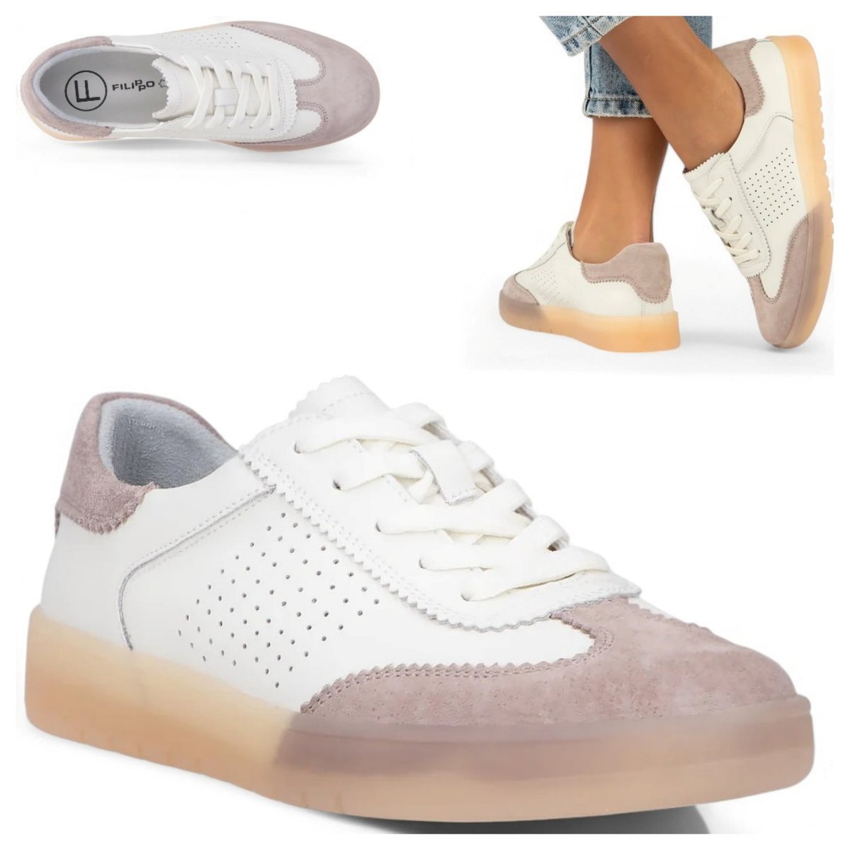 Sneakersy Damskie SKÓRZANE FILIPPO Wygodne Białe sportowe Półbuty płaskie 40