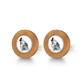 Spinki do mankietów i krawatów - Wilk - drewniane spinki do mankietów - miniaturka - grafika 1