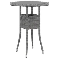 Stoły ogrodowe - vidaXL Stolik ogrodowy, Ø60x75 cm, szkło hartowane i rattan PE, szary - miniaturka - grafika 1