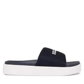 Klapki i japonki damskie - Klapki Tommy Hilfiger Platform Mesh Pool Slide FW0FW07828 Granatowy - miniaturka - grafika 1