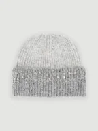 Czapki damskie - Szara czapka z cekinami - miniaturka - grafika 1