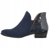Botki damskie - Maciejka 04091-74 botki damskie klocek granat skóra r.36 - miniaturka - grafika 1