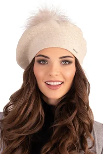 Vivisence beret damski z bobble rozmiar uniwersalny - czapka damska elegancka czapka damska z dzianiny jesienna ciepłe nakrycie głowy klasyczna czapka zimowa - beżowy - Czapki damskie - miniaturka - grafika 1