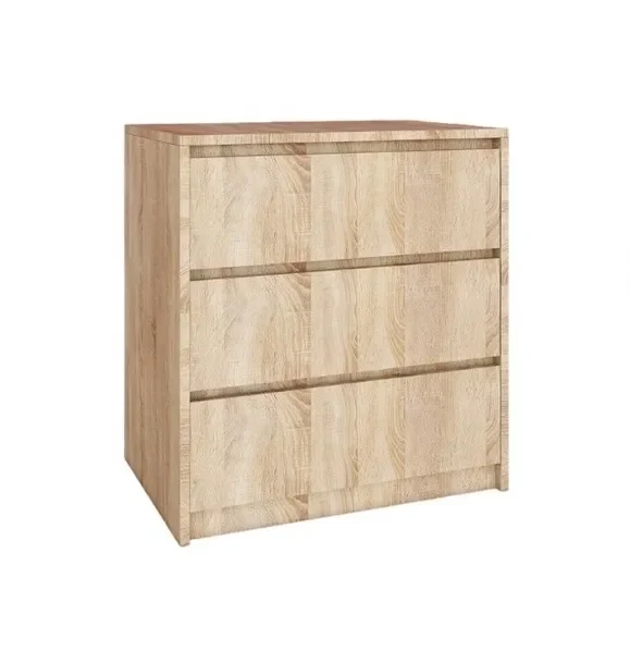 Komoda z 3 Szufladami Dąb Sonoma Bezuchwytowe Fronty 70x75x43 cm