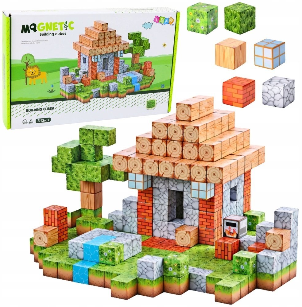 Klocki Magnetyczne Konstrukcyjne Kostki Kwadratowy Świat 3D 312 el.