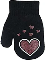 Rękawiczki dla dzieci - Rękawiczki dziecięce z serduszkami " Lekkie rękawiczki jesienne i wiosenne " Rękawiczki dziecięce z brokatowymi serduszkami " Dzianinowe rękawiczki z brokatowymi serduszkami: Czarny Kolor: Czarny - miniaturka - grafika 1