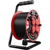 Przedłużacze i rozgałęźniki - Plast-Rol Przedłuzacz bebnowy warsztatowy 30 M gumaPROFESSIONAL LINE,IP-44-4x2p+Z 16A 3680W przewód 3x1,5mm H05RR-F-czarny W-97055 - miniaturka - grafika 1