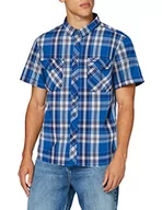 Koszule męskie - Brandit ROADSTAR koszula z krótkim rękawem, koszula rekreacyjna, w kratkę, męska koszula z drewnianym futerałem, niebieski biały, S - miniaturka - grafika 1