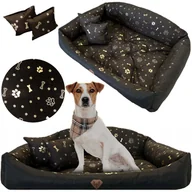 Legowiska dla psów - Legowisko Dla Psa Kanapa Posłanie Muszla 130X105 Cm Wodoodporne Poduszki Pikowane Kość Złota - miniaturka - grafika 1