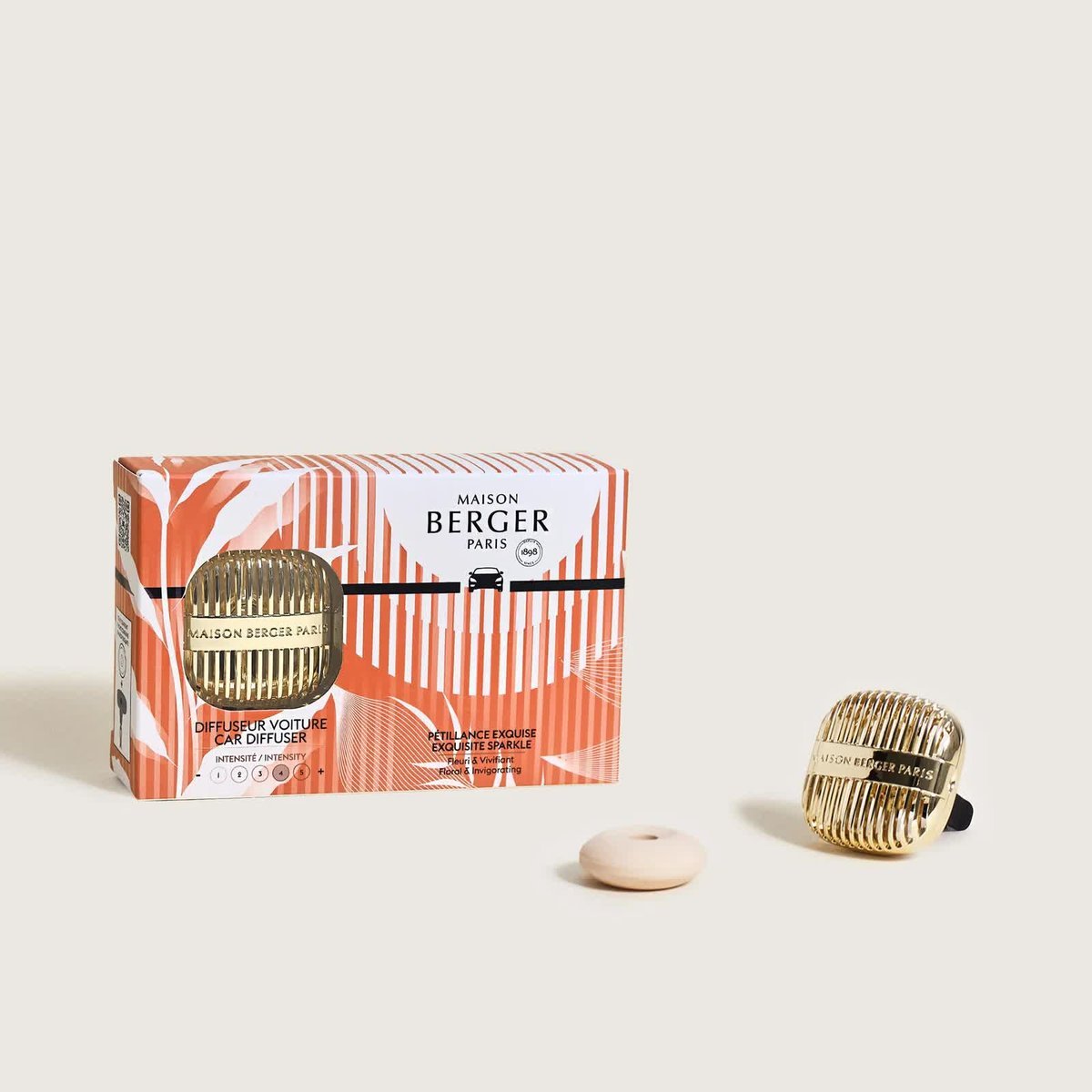 Maison Berger Paris Cannelo Gold - dyfuzor zapach samochodowy z wkładem Exquisite Sparkle