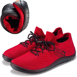 SH5010W Buty damskie BAREFOOT MERINO czerwony/czarny 37 - Trampki damskie - miniaturka - grafika 1