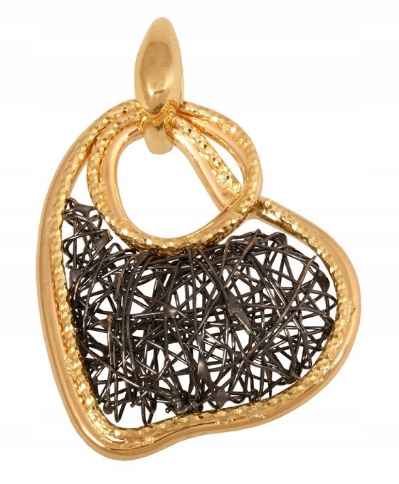 ZŁOTA Zawieszka Serce Wisiorek 585 3.40 g Rodium