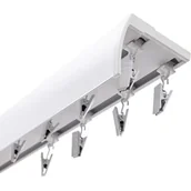 Karnisze - Szyna sufitowa DECASTYL podwójna z żabkami 200 cm Biały - miniaturka - grafika 1