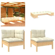 Meble ogrodowe - vidaXL 10-częściowy zestaw wypoczynkowy do ogrodu z kremowymi poduszkami z drewna sosnowego - Zestaw wypoczynkowy do ogrodu - Zestawy wypoczynkowe do ogrodu - Zestawy mebli ogrodowych - Zestawy mebli ogrodowych - miniaturka - grafika 1