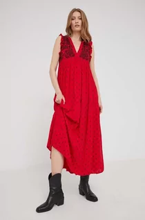 Sukienki - Answear Lab Lab sukienka kolor czerwony maxi rozkloszowana - grafika 1