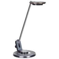 Biurka - Lampa biurkowa LED metalowa z portem USB srebrno-czarna CORVUS - miniaturka - grafika 1