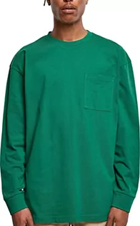 Koszulki męskie - Urban Classics Męska koszulka z długim rękawem Heavy Oversized Pocket Longsleeve T-Shirt, zielona, XL - grafika 1