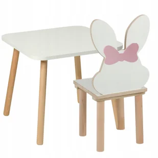 stolik i krzesełko dla dzieci królik z kokardą, 50 x 50 x 47cm zestaw mebli - Zestawy mebli dla dzieci - miniaturka - grafika 1