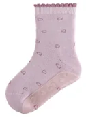 Skarpetki dla dzieci - skarpetki antypoślizgowe z silikonową podeszwą ocieplenie frotte Sterntaler SOFT różowe z serduszkami [rozmiar stopy: 25/26] - miniaturka - grafika 1