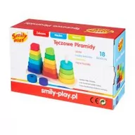 Sortery dla dzieci - Drewno Tęczowe Piramidy Wieże Sorter Kolory Smily - miniaturka - grafika 1