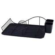 Suszarki do naczyń - Kamille Jednopoziomowa suszarka do naczyń z ociekaczem na sztućce czarna 0761C - miniaturka - grafika 1