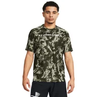 Koszulki sportowe męskie - Męska koszulka treningowa Under Armour UA Tech Abc Camo Ss - oliwkowa/khaki - UNDER ARMOUR - miniaturka - grafika 1