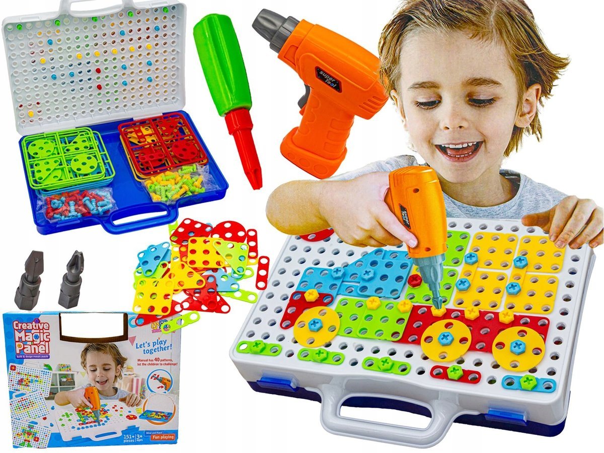 Zestaw Klocków Wiertarka Wkrętarka Śruby Klocki Konstrukcyjne 151el.