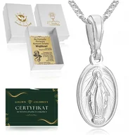 Biżuteria dla dzieci - SREBRNY ŁAŃCUSZEK + MEDALIK 925 PREZENT NA KOMUNIĘ DLA DZIEWCZYNKI + GRAWER - miniaturka - grafika 1