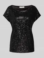 Koszulki i topy damskie - T-shirt z cekinowym obszyciem - miniaturka - grafika 1