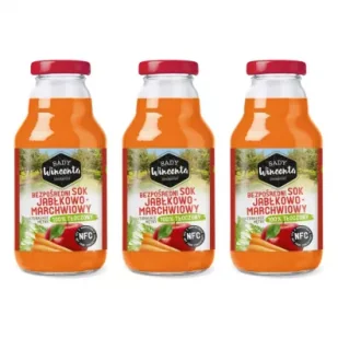 Sady Wincenta Sok 100% jabłkowo-marchewkowy naturalnie mętny tłoczony NFC Zestaw 3 x 330 ml - Soki i napoje niegazowane - miniaturka - grafika 1