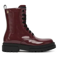 Buty dla dziewczynek - Trapery Tommy Hilfiger Lace-Up Bootie T4A5-34025-0775 S Bordowy - miniaturka - grafika 1