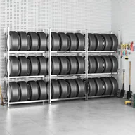 Szafy i regały magazynowe - 3-poziomowe regały na opony, 3 szt., 110x40x200 cm, stal - miniaturka - grafika 1